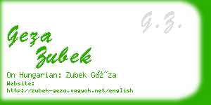 geza zubek business card